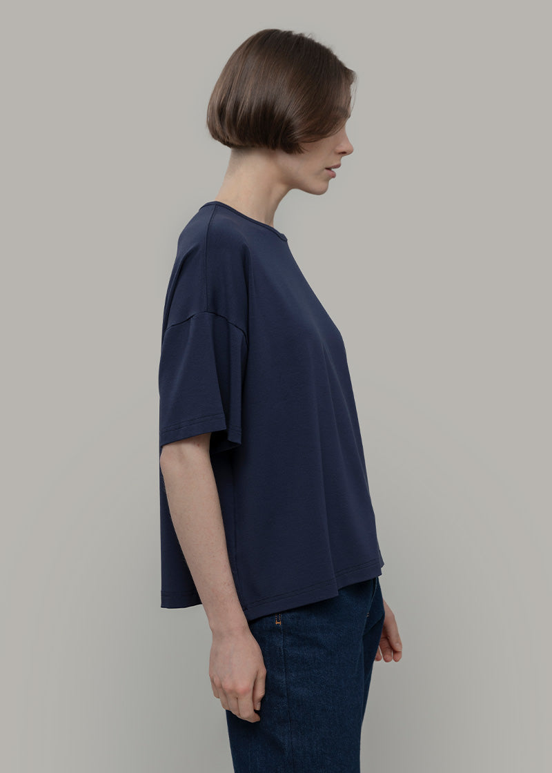 T Shirt Oversize Donna Blu Viscosa Sienna - Rifò Lab Moda circolare made in Italy