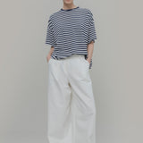 Maglietta a Righe T shirt Oversize Donna Viscosa Sienna - Rifò Lab Moda circolare made in Italy