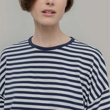 Maglietta a Righe T shirt Oversize Donna Viscosa Sienna - Rifò Lab Moda circolare made in Italy