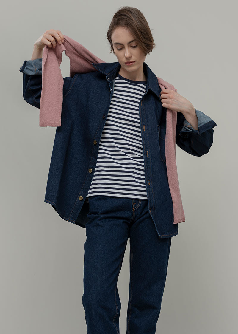 Maglietta a Righe T shirt Oversize Donna Viscosa Sienna - Rifò Lab Moda circolare made in Italy