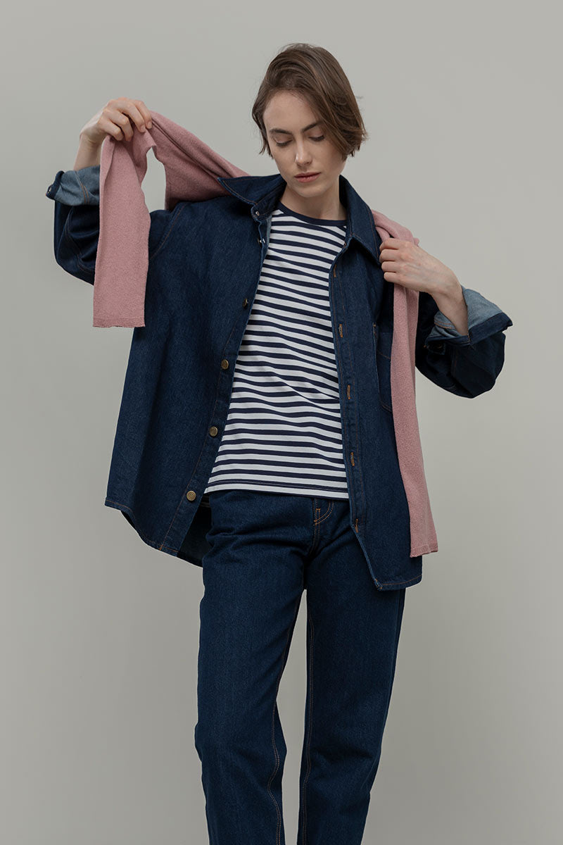 Maglietta a Righe T shirt Oversize Donna Viscosa Sienna - Rifò Lab Moda circolare made in Italy