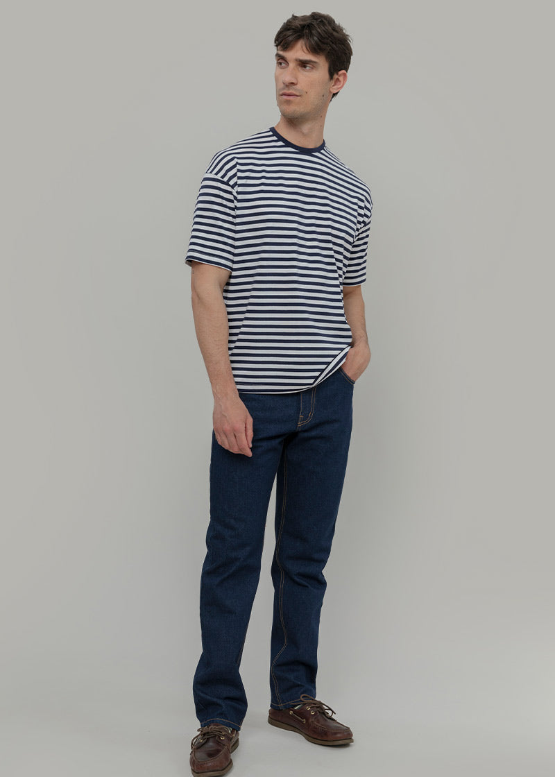 T-shirt a Righe Uomo Viscosa Tancredi - Maglietta a Righe Bianche e Blu