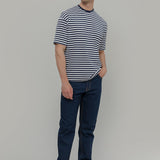 T-shirt a Righe Uomo Viscosa Tancredi - Maglietta a Righe Bianche e Blu