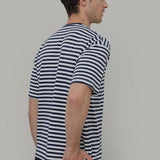 T-shirt a Righe Uomo Viscosa Tancredi - Maglietta a Righe Bianche e Blu