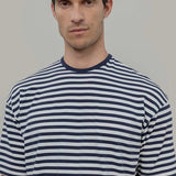 T-shirt a Righe Uomo Viscosa Tancredi - Maglietta a Righe Bianche e Blu