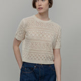 T-shirt in Maglia Traforata Cotone Donna Neda  - Rifò Lab Moda circolare made in Italy