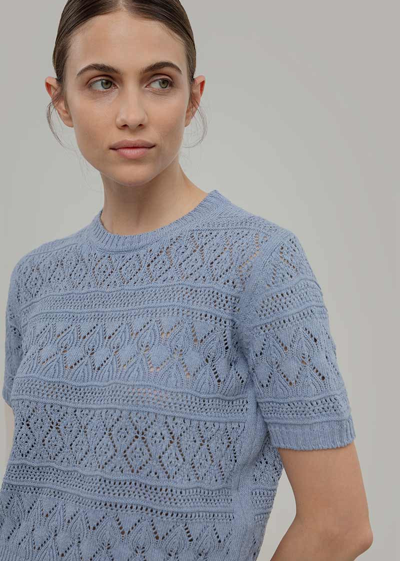 T-shirt in Maglia Traforata Cotone Donna Neda  - Rifò Lab Moda circolare made in Italy