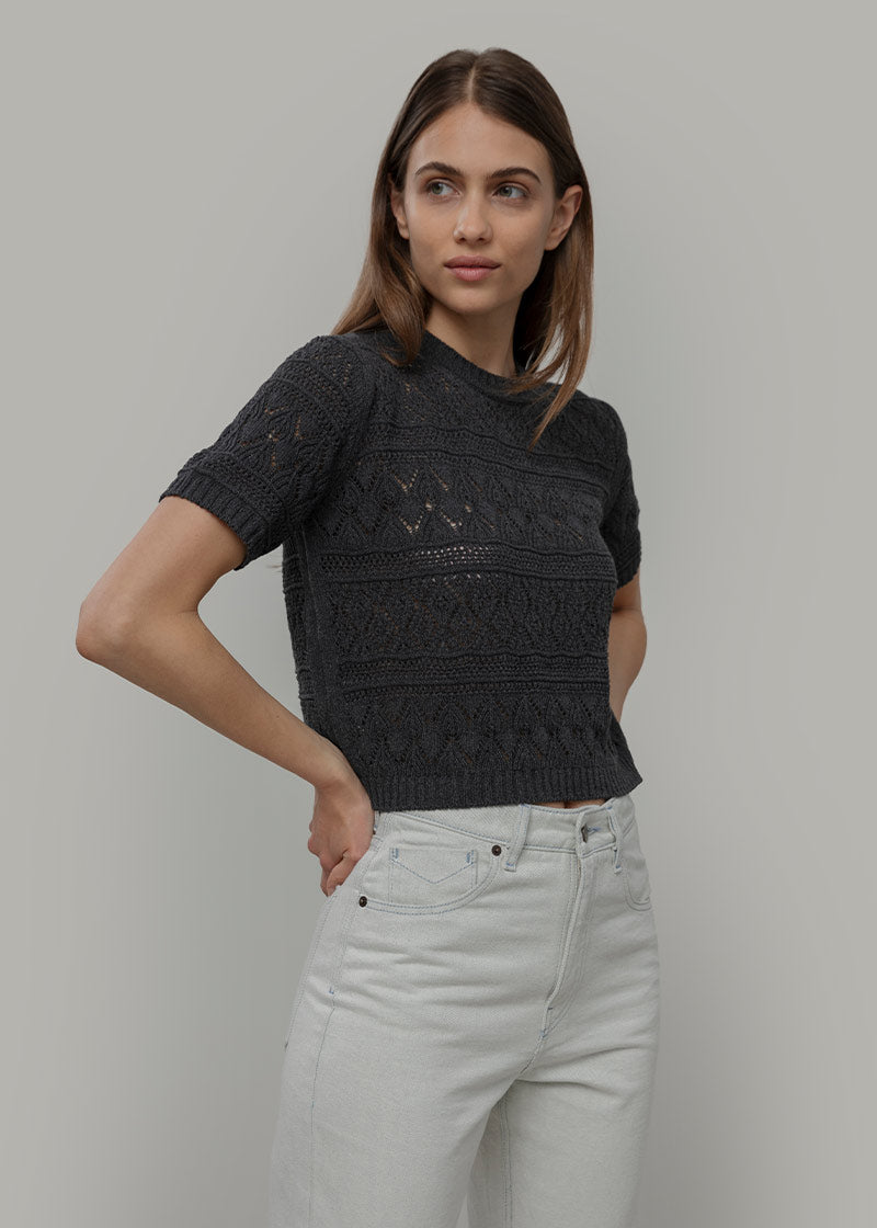 T-shirt in Maglia Traforata Cotone Donna Neda  - Rifò Lab Moda circolare made in Italy