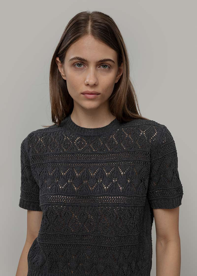 T-shirt in Maglia Traforata Cotone Donna Neda  - Rifò Lab Moda circolare made in Italy