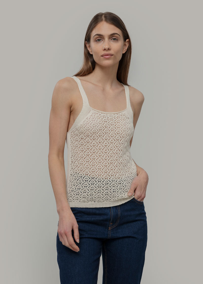 Tank Top Crochet Cotone Riciclato Donna Marilù - Rifò Lab Moda circolare made in Italy