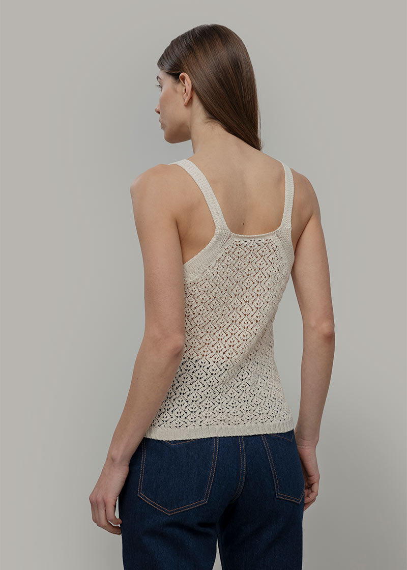 Tank Top Crochet Cotone Riciclato Donna Marilù - Rifò Lab Moda circolare made in Italy