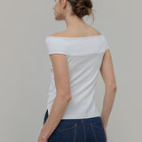 Top Spalle Scoperte Donna Viscosa Bianco Rosalia - Rifò Lab Moda circolare made in Italy