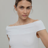 Top Spalle Scoperte Donna Viscosa Bianco Rosalia - Rifò Lab Moda circolare made in Italy