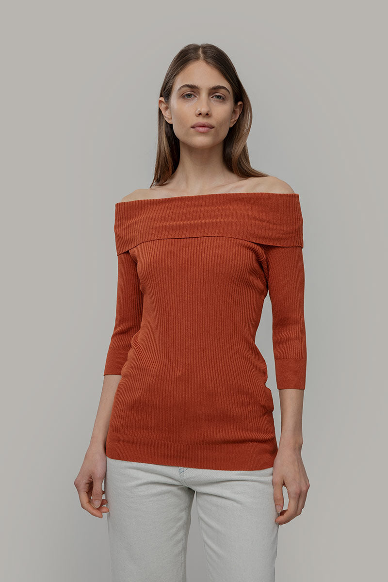 Maglia con Spalle Scoperte Donna Viscosa Belen - Rifò Lab Moda circolare made in Italy