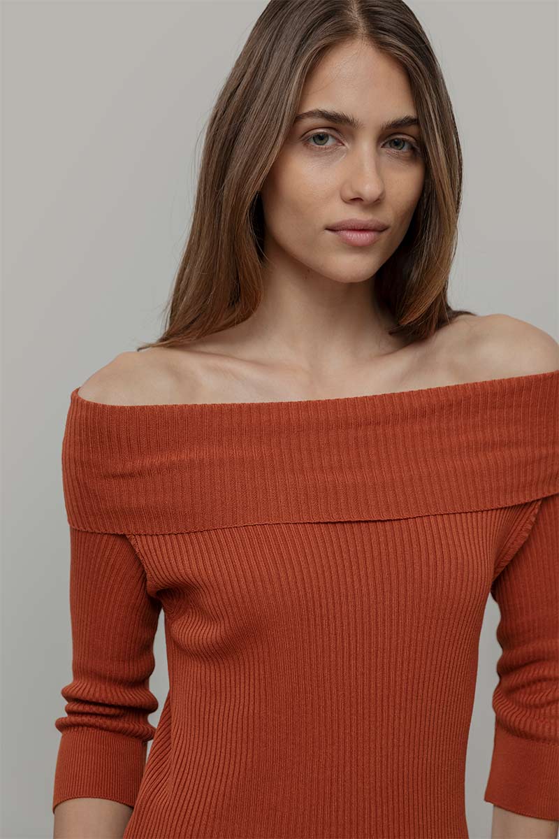 Maglia con Spalle Scoperte Donna Viscosa Belen - Rifò Lab Moda circolare made in Italy