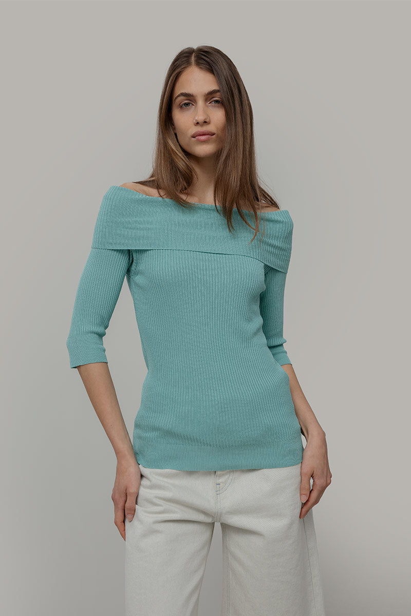 Maglia con Spalle Scoperte Donna Viscosa Belen - Rifò Lab Moda circolare made in Italy