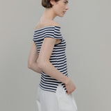 Top Spalle Scoperte Donna Viscosa a Righe con Scollo alla Bardot Rosalia - Rifò Lab Moda circolare made in Italy