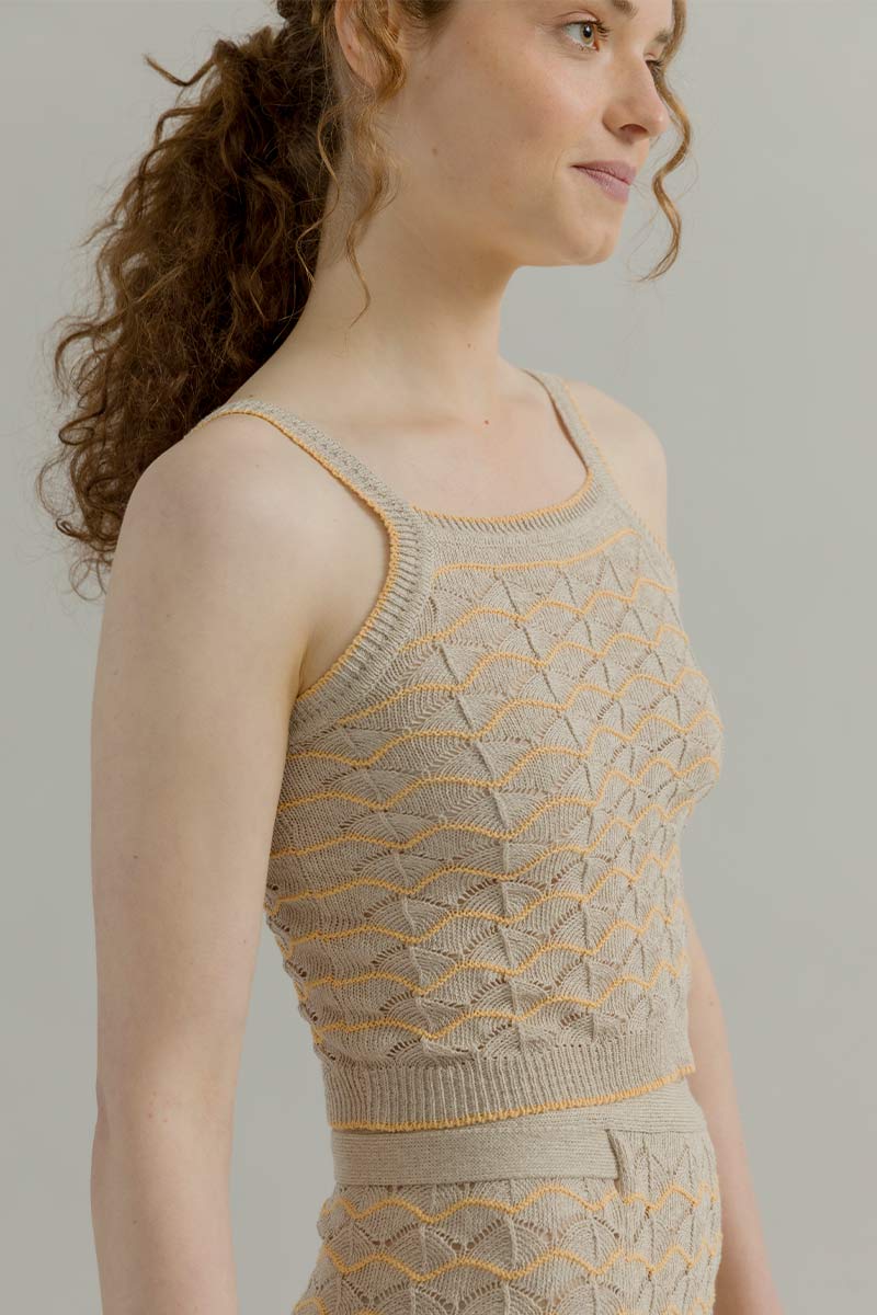 Tank Top Donna Cotone in Maglia Biege Perla - Rifò