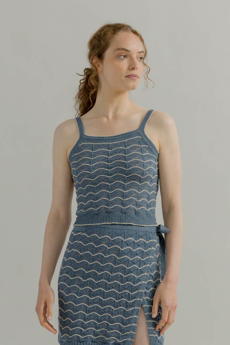 Tank Top Donna Cotone in Maglia Perla - Rifò