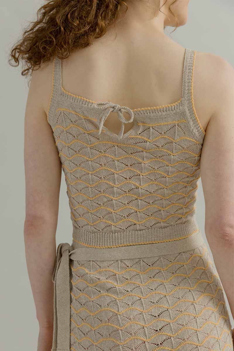 Tank Top Donna Cotone in Maglia Biege Perla - Rifò