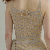 Tank Top Donna Cotone in Maglia Biege Perla - Rifò