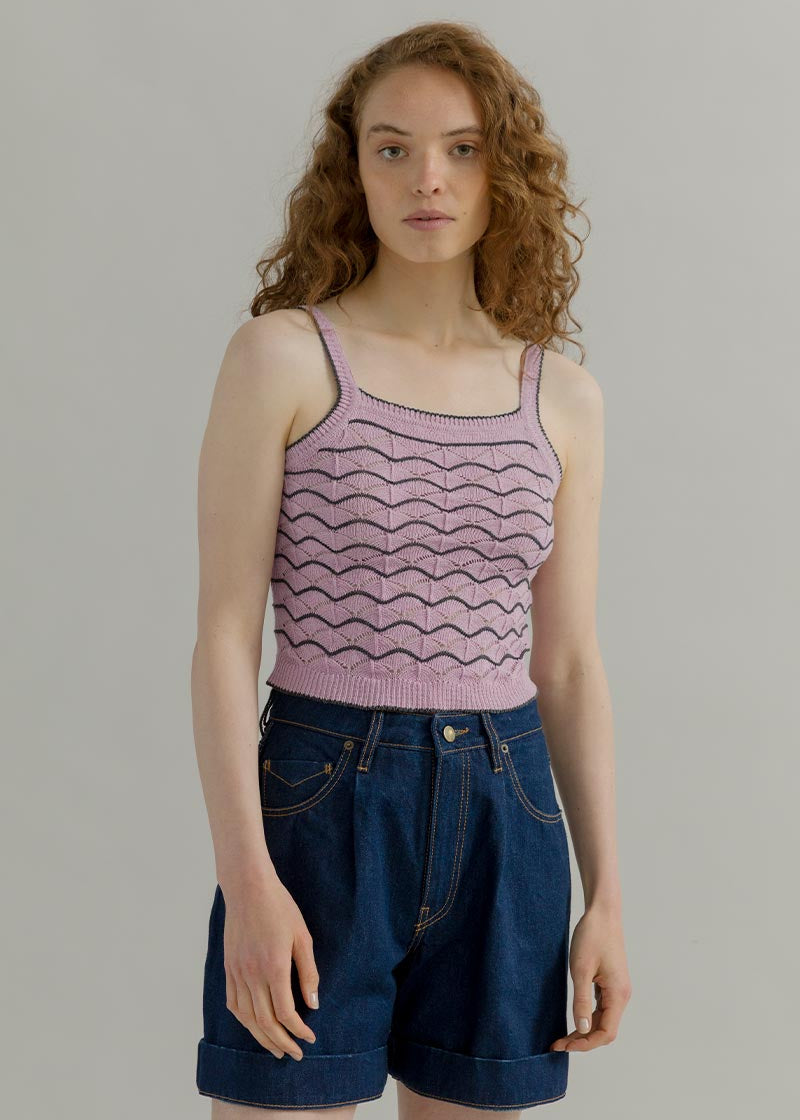 Tank Top Donna Cotone in Maglia Perla - Rifò