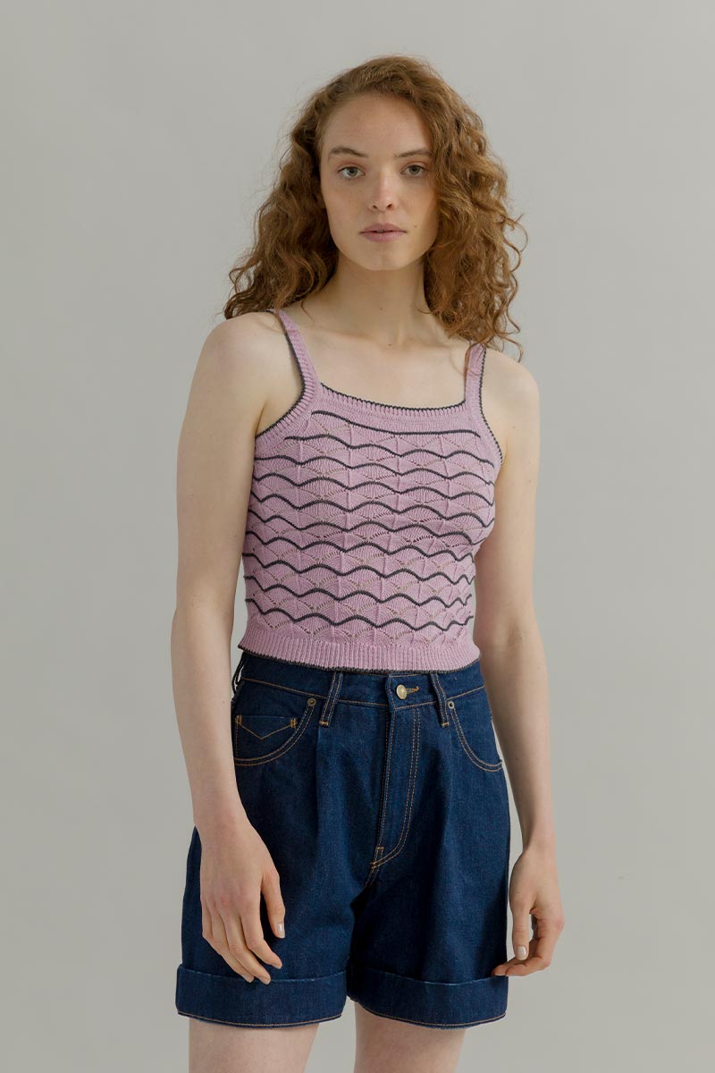 Tank Top Donna Cotone in Maglia Perla - Rifò