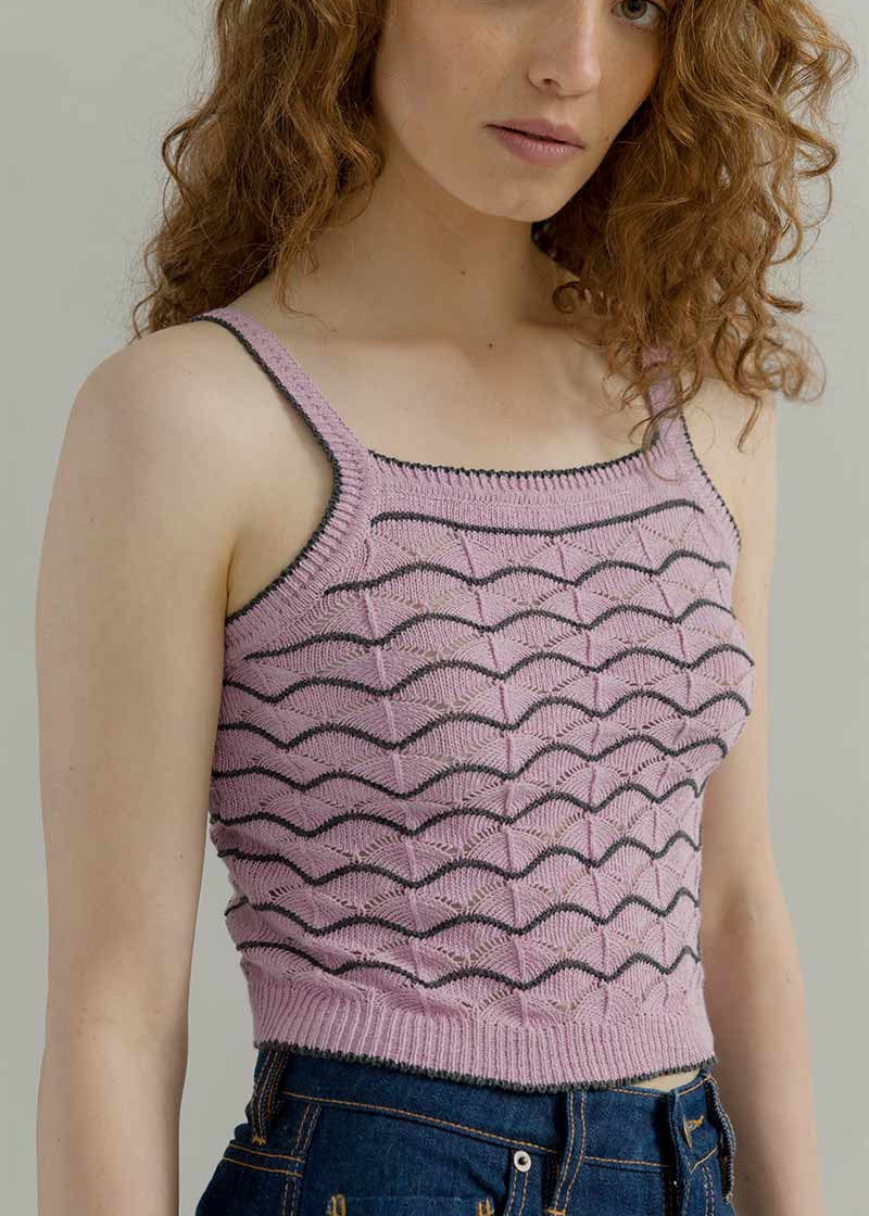Tank Top Donna Cotone in Maglia Perla - Rifò