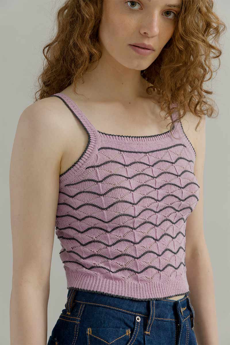 Tank Top Donna Cotone in Maglia Perla - Rifò