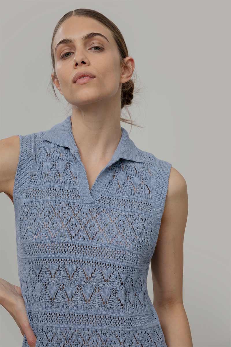 Vestito Estivo in Maglia Donna Cotone Abito Crochet Daniela  - Rifò Lab Moda circolare made in Italy