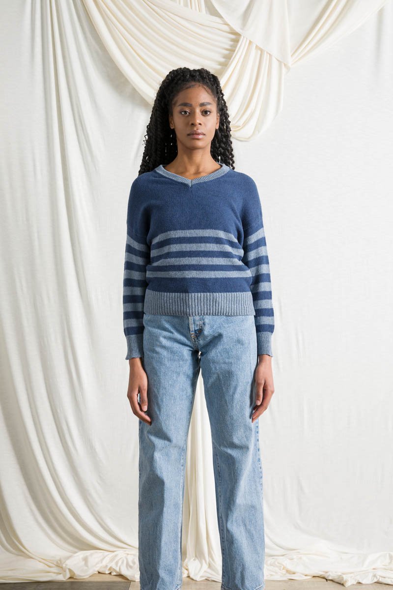  Maglioncino righe jeans rigenerato Brigitte