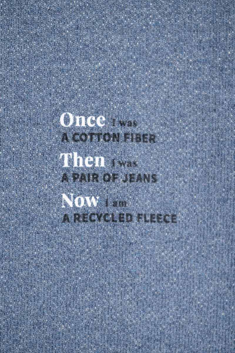  Felpa cappuccio jeans rigenerato