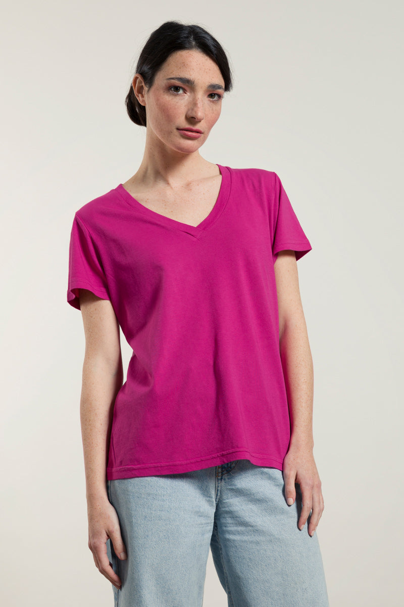 T-shirt Donna Cotone Rigenerato Scollo V Agata - Moda Sostenibile Rifò
